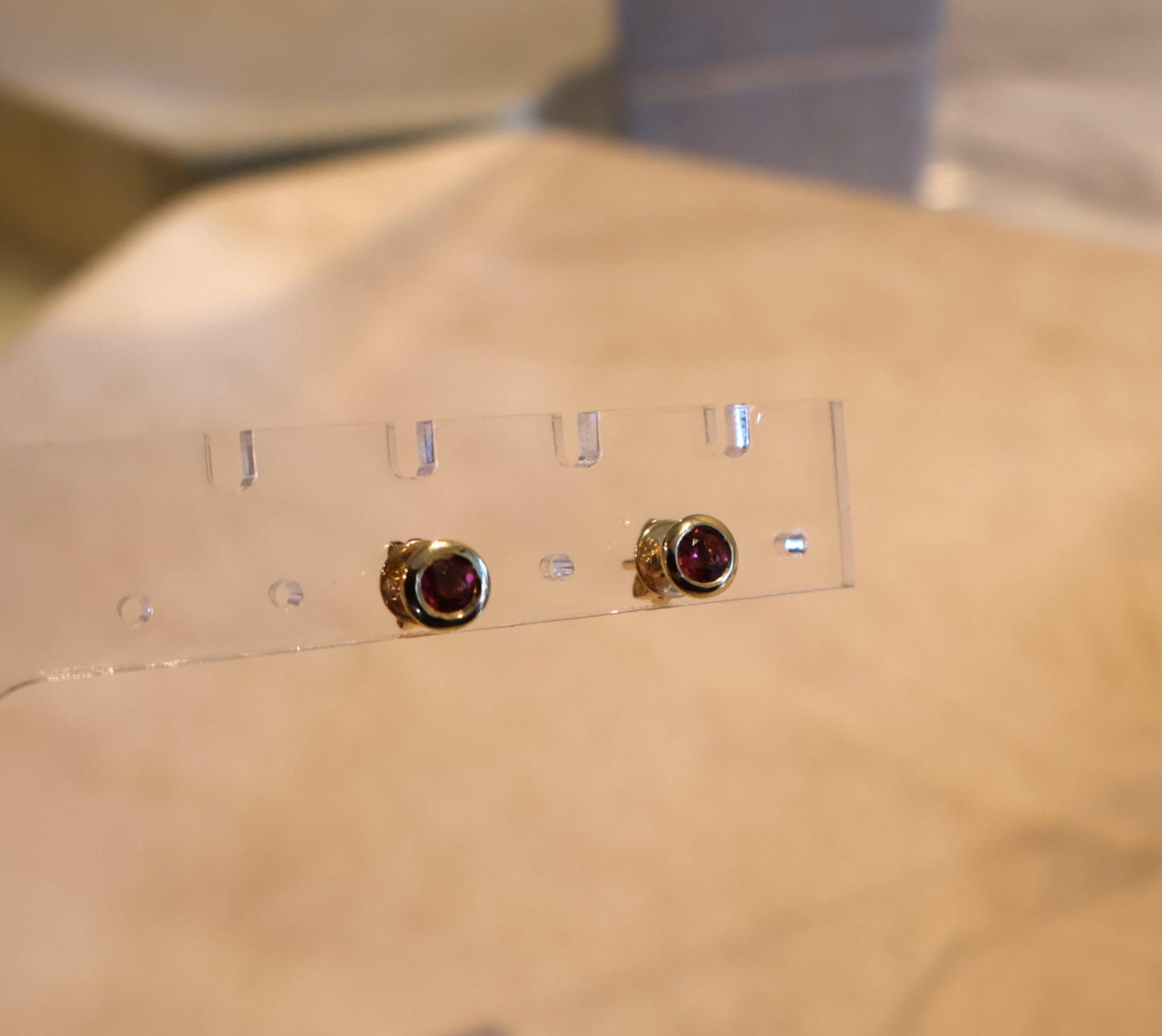 ORA Solitaire Stud Earrings with Semi Precious Gemstones