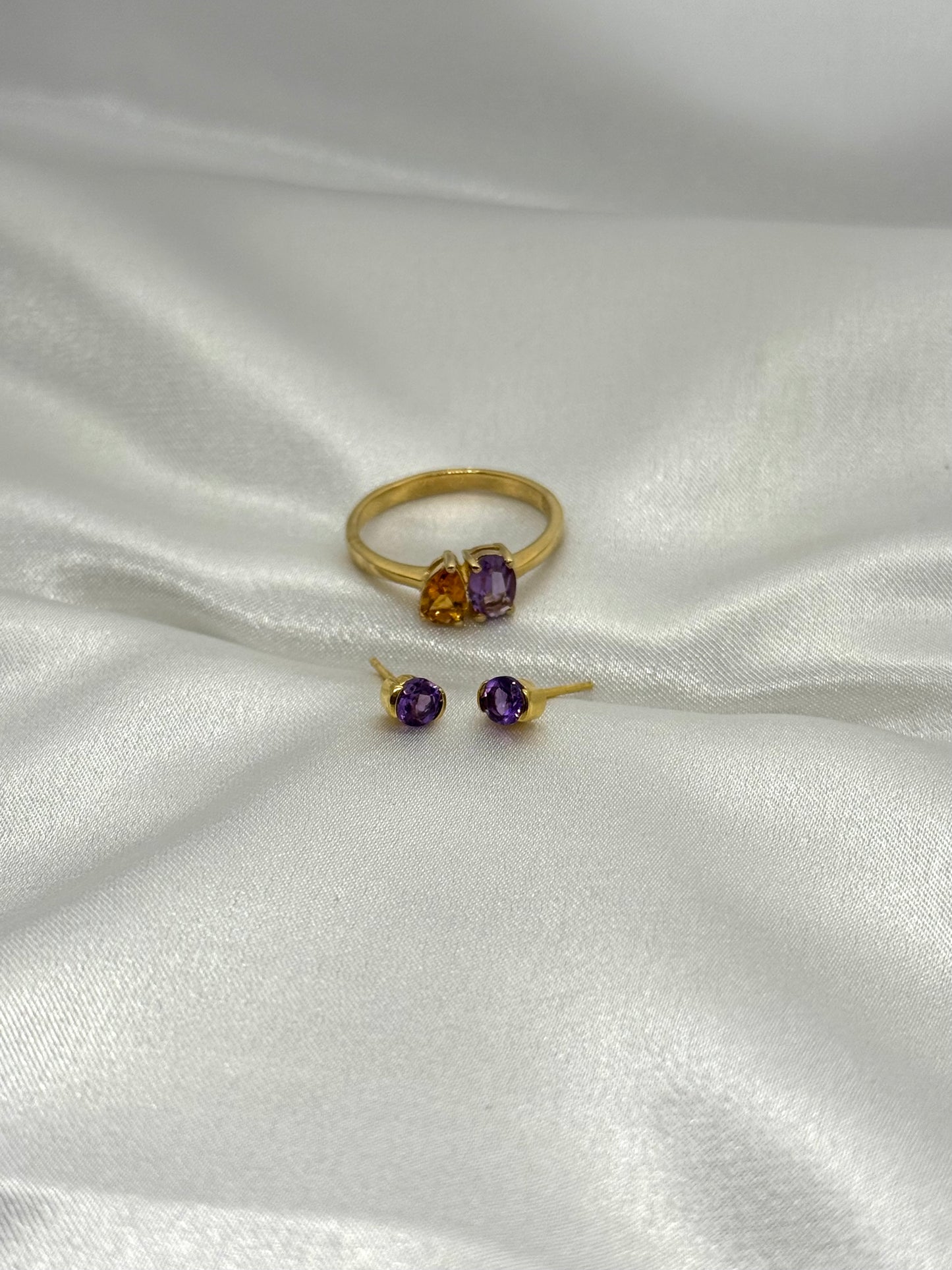 AUR Solitaire Stud Earrings with Precious Gemstones