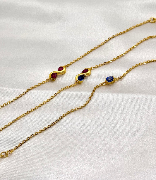 AUR Infinity Bracelet – Sapphire & Ruby Duo