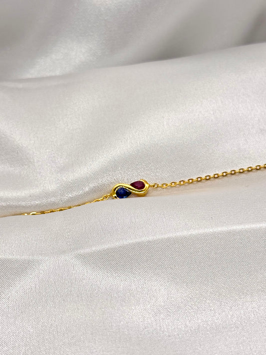 AUR Infinity Bracelet – Sapphire & Ruby Duo